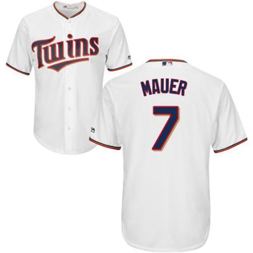 Twins #7 Joe Mauer White Cool Base Stitched Youth MLB Jersey